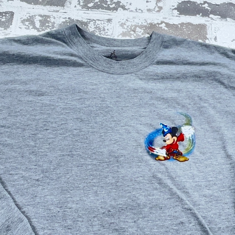 Disney Shirt Men Large Gray Tee Mickey Fantasia Long Sleeve Spell Out Retro * - Picture 6 of 13